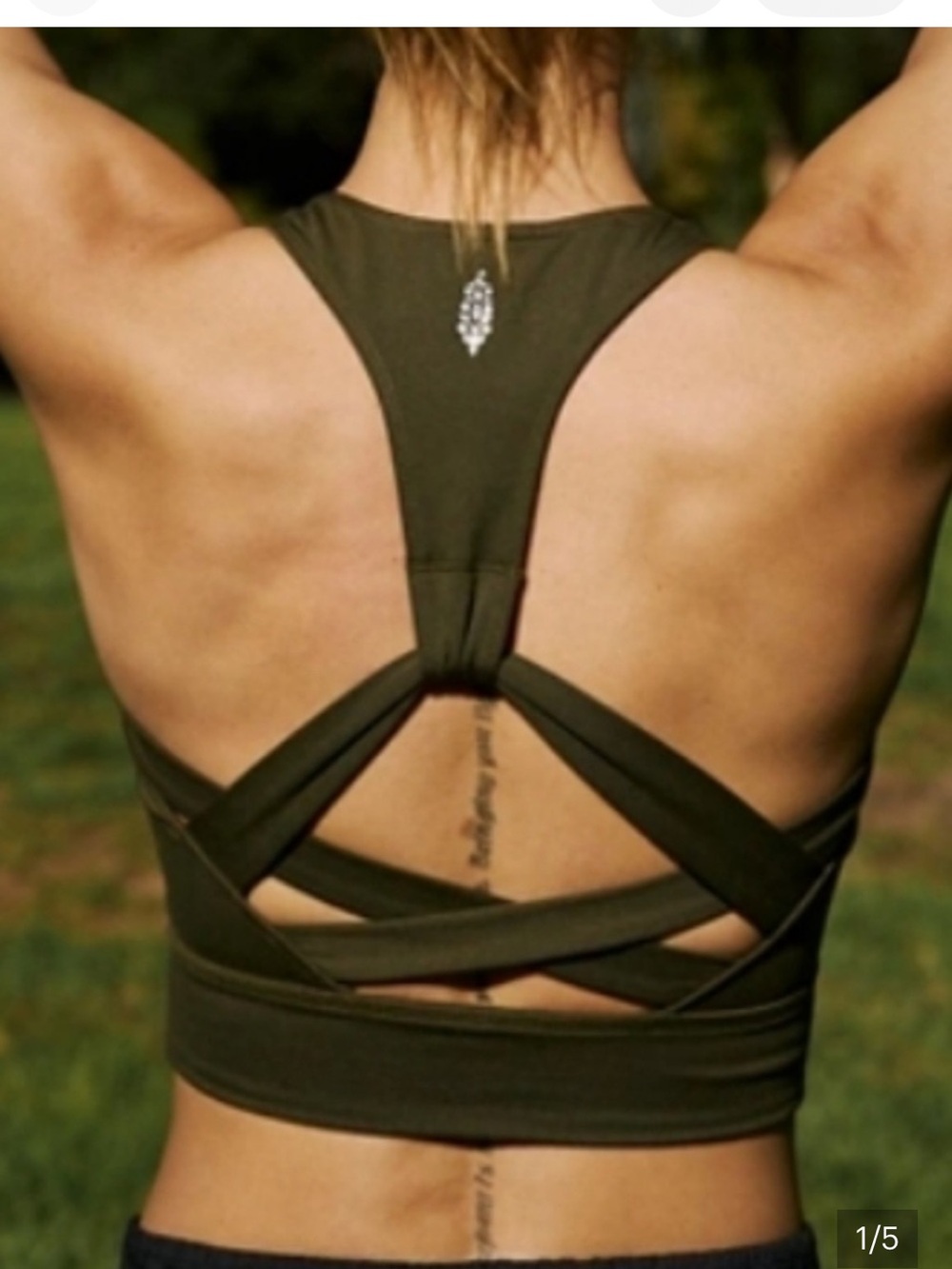 FP Movement by Free People Olive Green Racerback Sports Bra